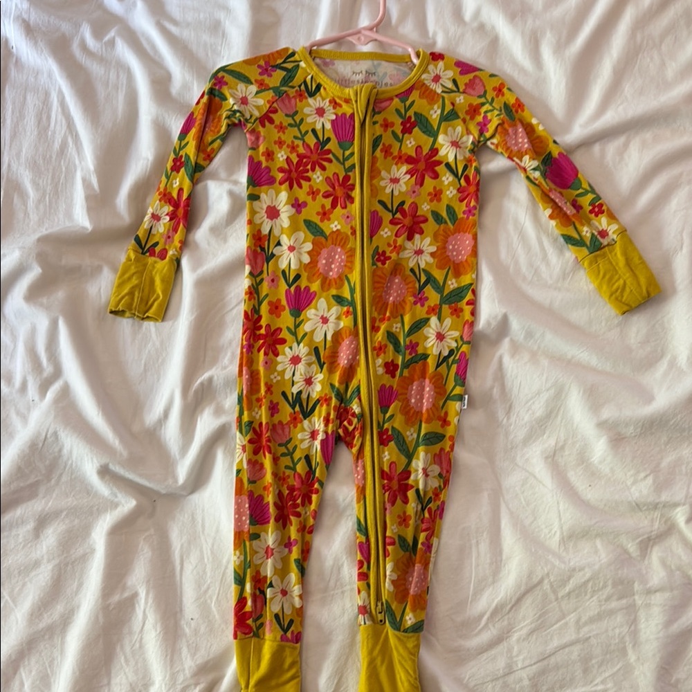 Little Sleepies Floral Kids Footie - Yellow and Pink